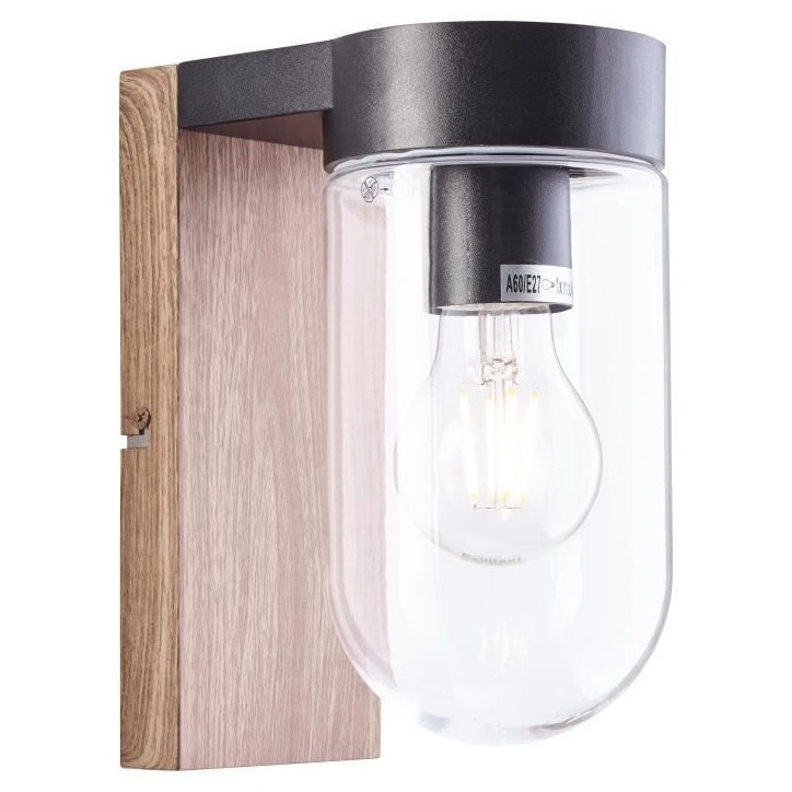 Applique extérieure CABAR - BRILLIANT - bois foncé/noir - métal/verre E27 1x40W