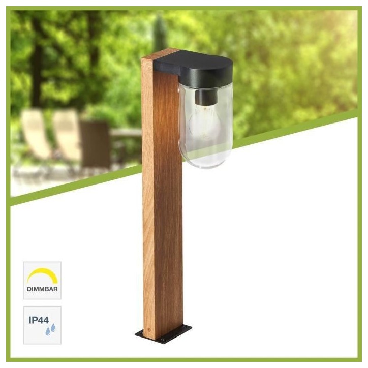 Borne extérieure CABAR - BRILLIANT - bois foncé/noir - métal/verre E27 1x40W Borne extérieure CABAR - BRILLIANT - bois foncé/noir - métal/verre E27 1x40W
