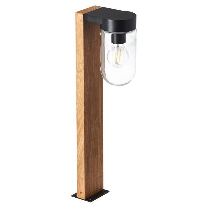 Borne extérieure CABAR - BRILLIANT - bois foncé/noir - métal/verre E27 1x40W Borne extérieure CABAR - BRILLIANT - bois foncé/noir - métal/verre E27 1x40W