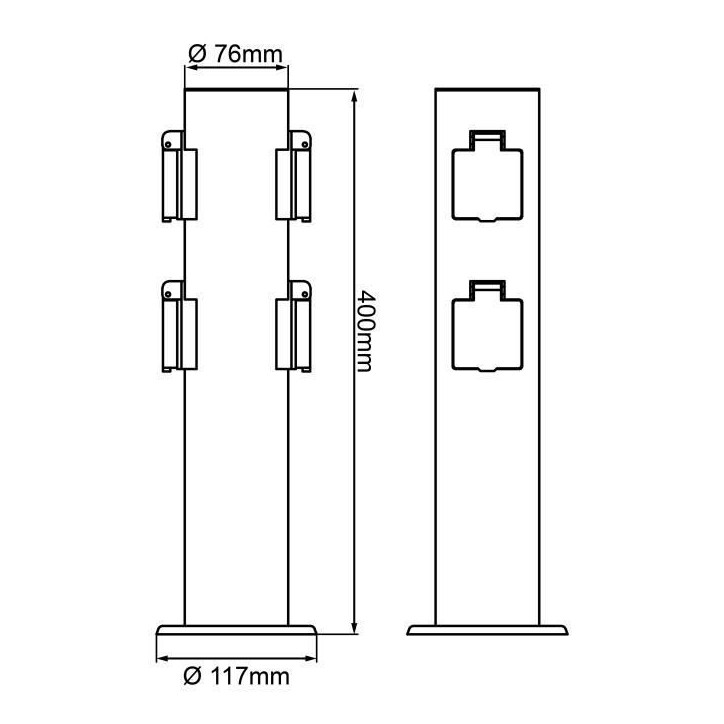 BRILLIANT - DODY Borne avec 4 prises noir métal/plastique E27 LED xW IP44 - Jardin - Extérieur - Electrique