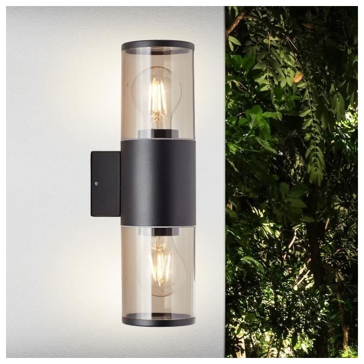 Applique extérieure SERGIORO - BRILLIANT - noir depoli - 2xE27 20W - aluminium/plastique - IP44