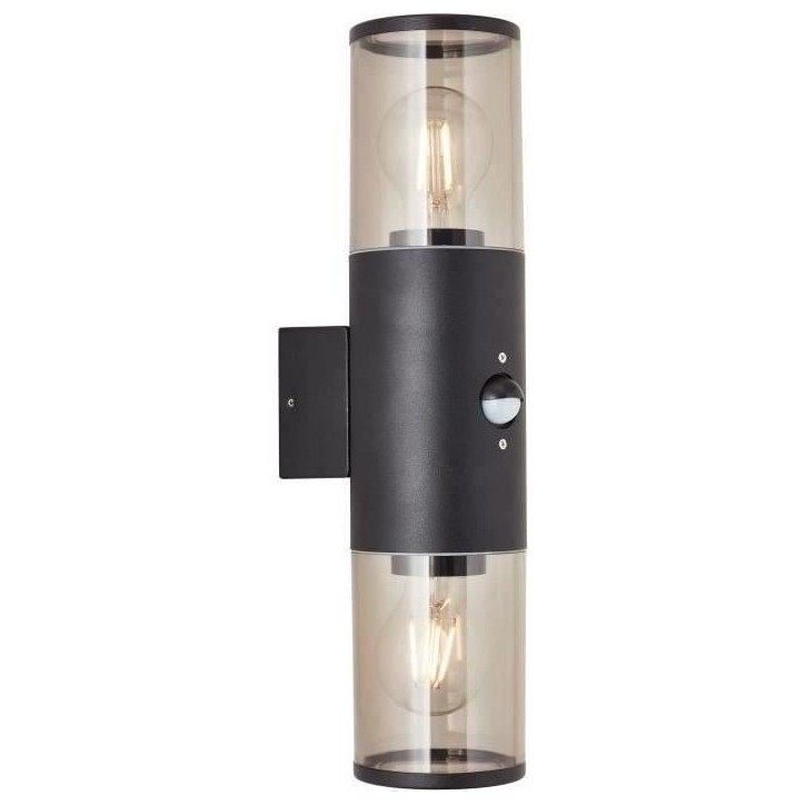 Applique extérieure SERGIORO - BRILLIANT - 2L avec détecteur - noir depoli - aluminium/plastique - IP44