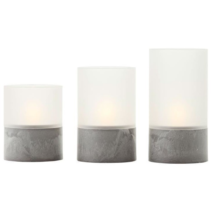 Lot 3 Lampes a poser LED BOUGIE BRILLIANT - 2500K - Plastique et verre - Gris et blanc mat Lot 3 Lampes a poser LED BOUGIE BRILLIANT - 2500K - Plastique et verre - Gris et blanc mat