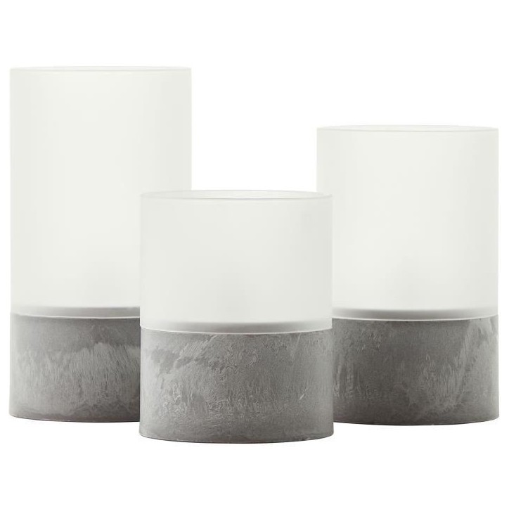 Lot 3 Lampes a poser LED BOUGIE BRILLIANT - 2500K - Plastique et verre - Gris et blanc mat Lot 3 Lampes a poser LED BOUGIE BRILLIANT - 2500K - Plastique et verre - Gris et blanc mat