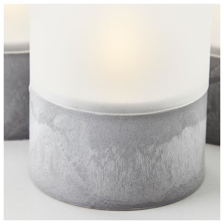 Lot 3 Lampes a poser LED BOUGIE BRILLIANT - 2500K - Plastique et verre - Gris et blanc mat Lot 3 Lampes a poser LED BOUGIE BRILLIANT - 2500K - Plastique et verre - Gris et blanc mat