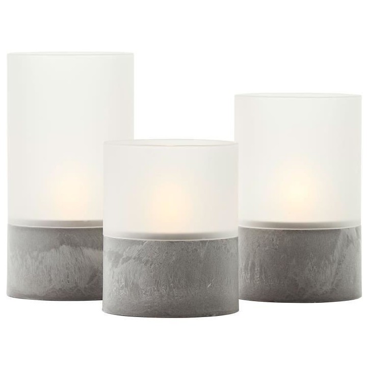 Lot 3 Lampes a poser LED BOUGIE BRILLIANT - 2500K - Plastique et verre - Gris et blanc mat Lot 3 Lampes a poser LED BOUGIE BRILLIANT - 2500K - Plastique et verre - Gris et blanc mat