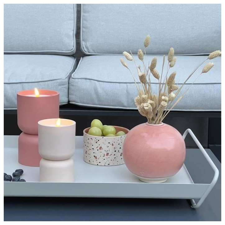 Lampe de table d'extérieur - BRILLIANT - LOVERE - Forme bougie - Plastique - 3 W - Beige et brun clair