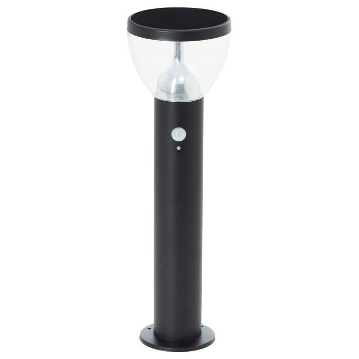 Borne extérieure - BRILLIANT - TULIP - LED et solaire - Détecteur de mouvement - Acier inoxydable et plastique - 4 W - Noir