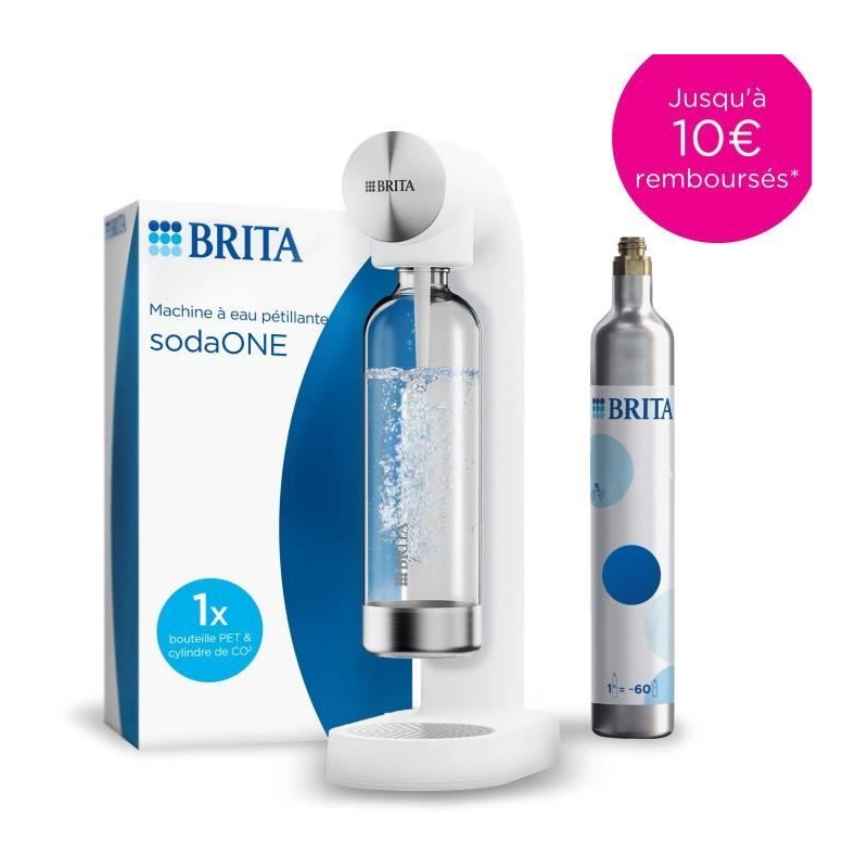 Machine a soda BRITA - SodaONE Blanche - 1 Bouteille 1L et 1 Cylindre Machine a soda BRITA - SodaONE Blanche - 1 Bouteille 1L et 1 Cylindre