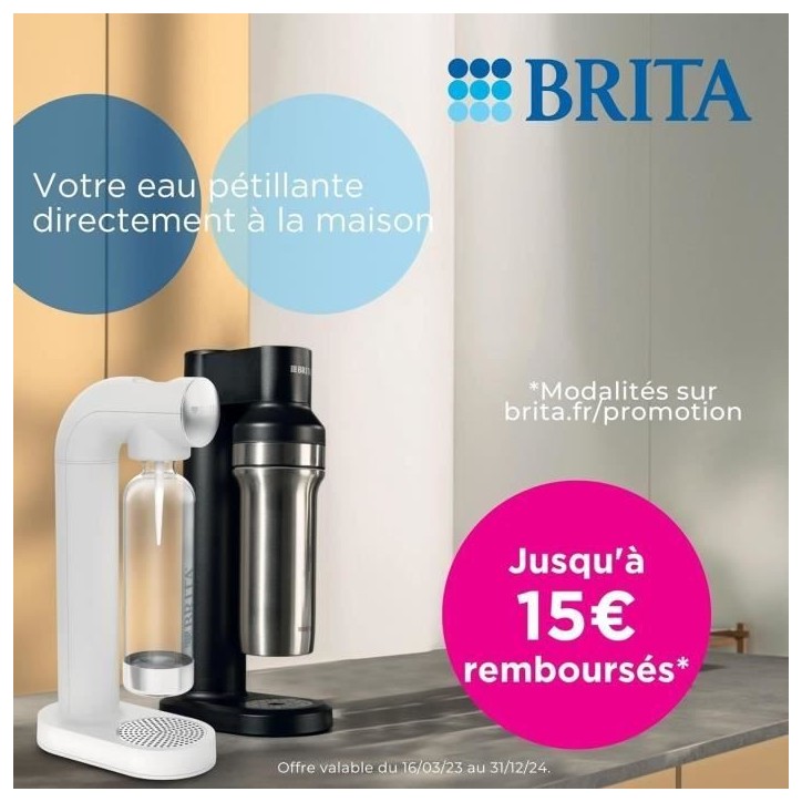 Machine a soda BRITA - SodaONE Blanche - 1 Bouteille 1L et 1 Cylindre de CO2 inclus