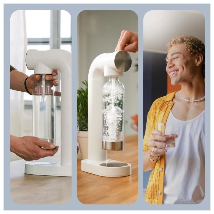 Machine a soda BRITA - SodaONE Blanche - 1 Bouteille 1L et 1 Cylindre de CO2 inclus