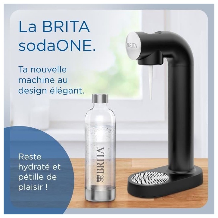 Machine a soda BRITA - SodaONE Blanche - 1 Bouteille 1L et 1 Cylindre de CO2 inclus