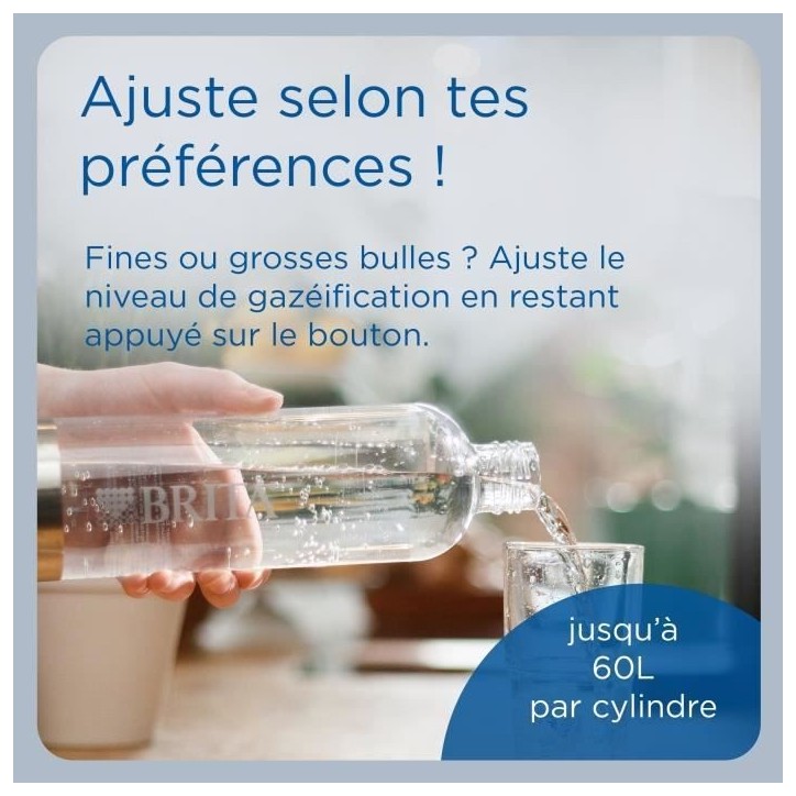 Machine a soda BRITA - SodaONE Blanche - 1 Bouteille 1L et 1 Cylindre de CO2 inclus