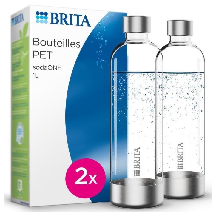 Pack 2 Bouteilles BRITA - Pour machine SodaONE - Capacité 1L - PET