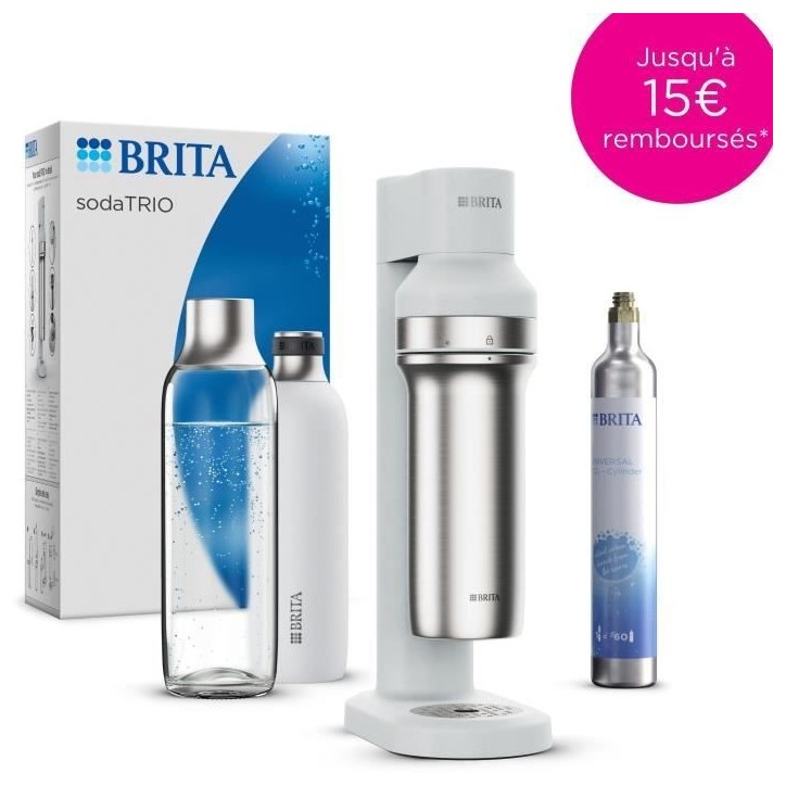 Machine a soda BRITA - SodaTRIO Blanche - 1 Bouteille 1L et 1 Cylindre de CO2 inclus Machine a soda BRITA - SodaTRIO Blanche - 1 Bouteille 1L et 1 Cylindre de CO2 inclus