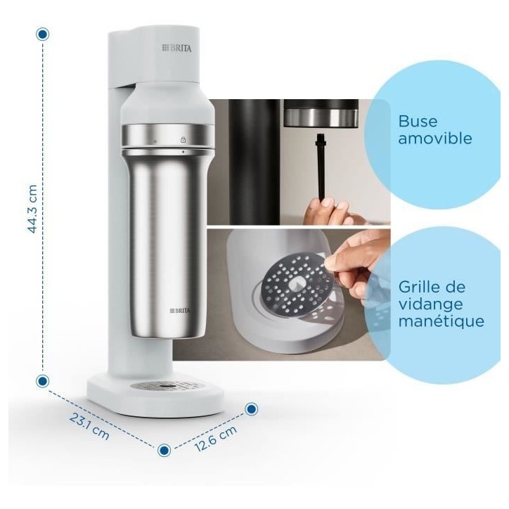Machine a soda BRITA - SodaTRIO Blanche - 1 Bouteille 1L et 1 Cylindre de CO2 inclus Machine a soda BRITA - SodaTRIO Blanche - 1 Bouteille 1L et 1 Cylindre de CO2 inclus