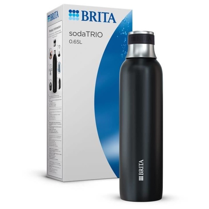 Bouteille isotherme BRITA - Compatible SodaTRIO - Capacité 0,65L - Acier Inoxydable - Noire Bouteille isotherme BRITA - Compatible SodaTRIO - Capacité 0,65L - Acier Inoxydable - Noire