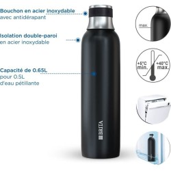 Bouteille isotherme BRITA - Compatible SodaTRIO - Capacité 0,65L - Ac