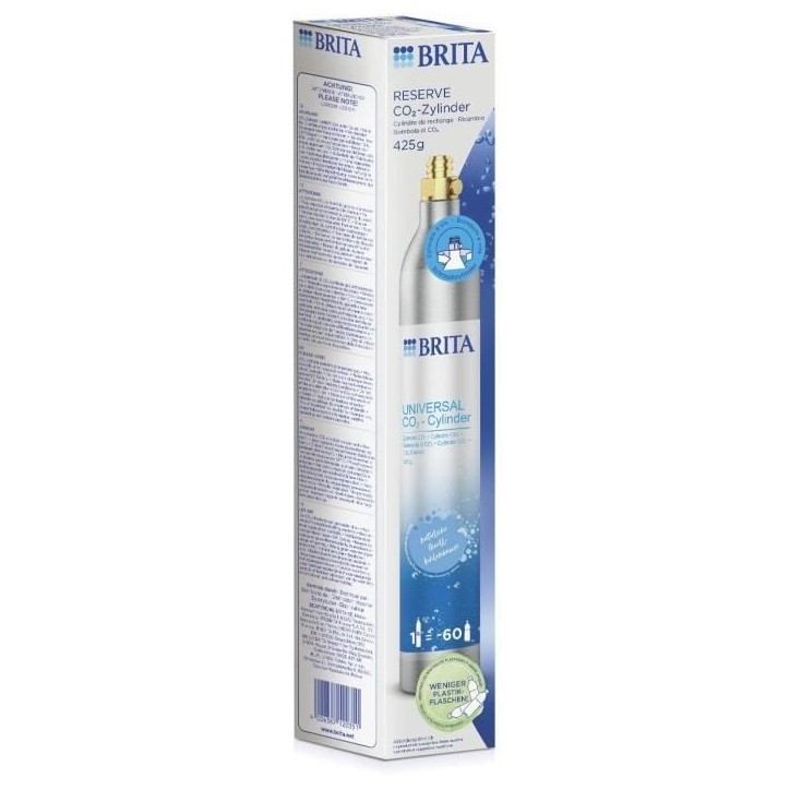 Cylindre CO2 de réserve BRITA - Pour machines a eau pétillante - Gazéifie jusqu'a 60L d'eau pétillante