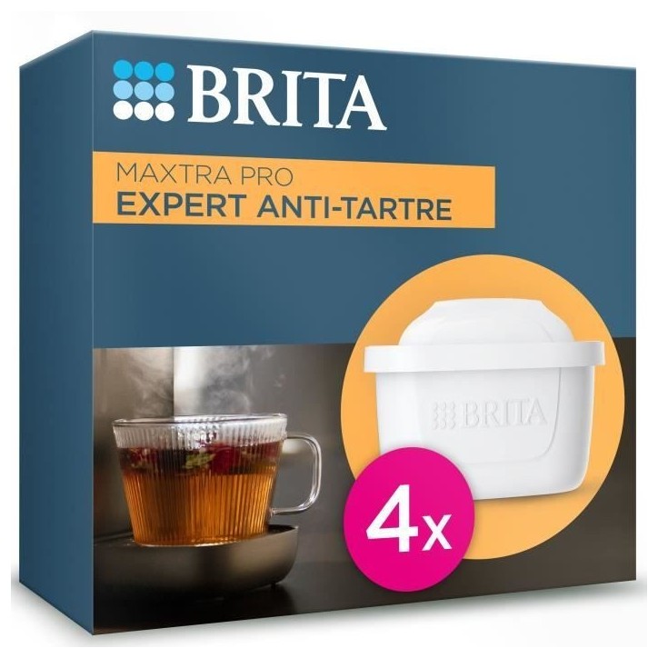 Cartouche BRITA - MAXTRA PRO Expert Anti Tartre - Pack de 4 - Jusqu'a 600L d'eau filtrée
