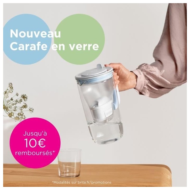 Carafe filtrante en verre BRITA - Model One bleue - Capacité 2,5L dont 1,5L d'eau filtrée - 1 Cartouche Maxtra Pro All-In-1 in Carafe filtrante en verre BRITA - Model One bleue - Capacité 2,5L dont 1,5L d'eau filtrée - 1 Cartouche Maxtra Pro All-In-1 in
