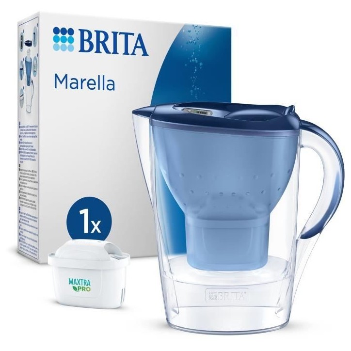 Carafe filtrante BRITA - Marella Bleue - Capacité 2,4L dont 1,4L d'eau filtrée - 1 Cartouche Maxtra Pro All-In-1 incluse Carafe filtrante BRITA - Marella Bleue - Capacité 2,4L dont 1,4L d'eau filtrée - 1 Cartouche Maxtra Pro All-In-1 incluse