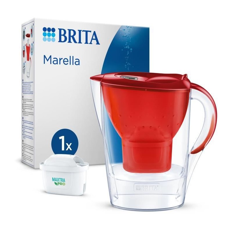 Carafe filtrante BRITA - Marella Rouge - Capacité 2,4L dont 1,4L d'ea