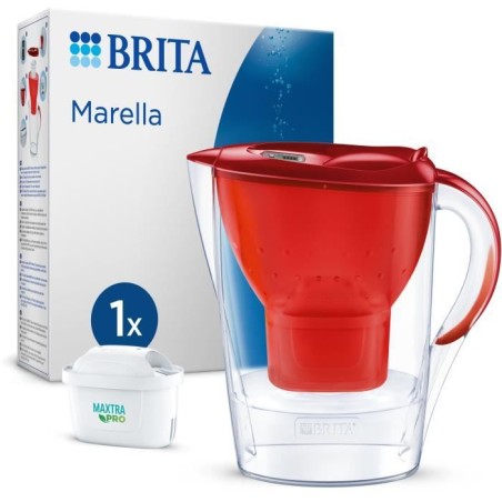 Carafe filtrante BRITA - Marella Rouge - Capacité 2,4L dont 1,4L d'ea