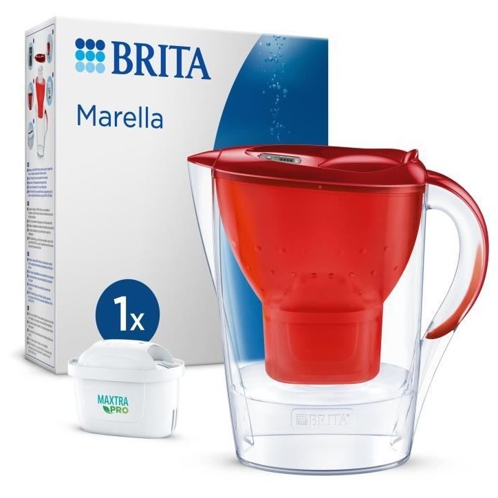 Carafe filtrante BRITA - Marella Rouge - Capacité 2,4L dont 1,4L d'eau filtrée - 1 Cartouche Maxtra Pro All-In-1 incluse Carafe filtrante BRITA - Marella Rouge - Capacité 2,4L dont 1,4L d'eau filtrée - 1 Cartouche Maxtra Pro All-In-1 incluse