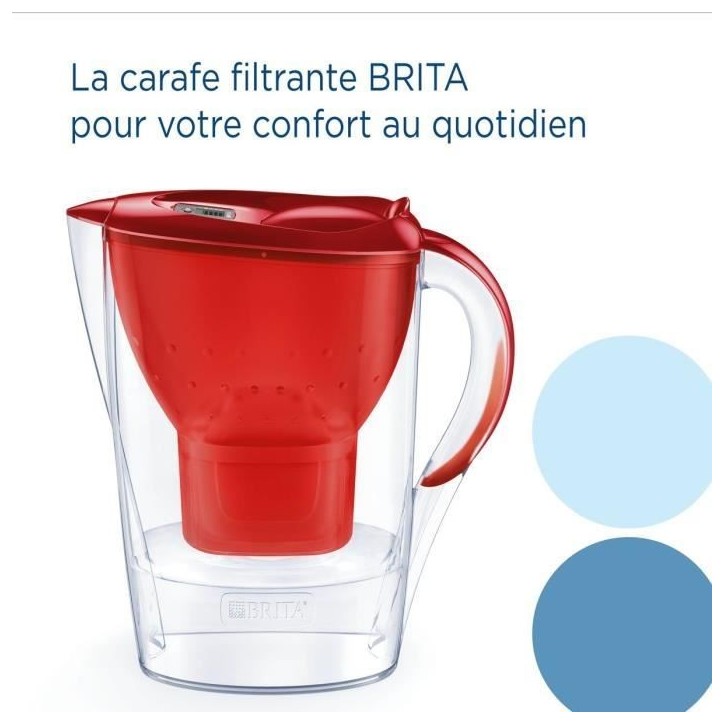 Carafe filtrante BRITA - Marella Rouge - Capacité 2,4L dont 1,4L d'eau filtrée - 1 Cartouche Maxtra Pro All-In-1 incluse Carafe filtrante BRITA - Marella Rouge - Capacité 2,4L dont 1,4L d'eau filtrée - 1 Cartouche Maxtra Pro All-In-1 incluse