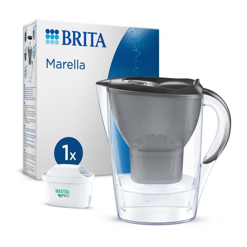 Carafe filtrante BRITA - Marella Graphite - Capacité 2,4L dont 1,4L d Carafe filtrante BRITA - Marella Graphite - Capacité 2,4L dont 1,4L d