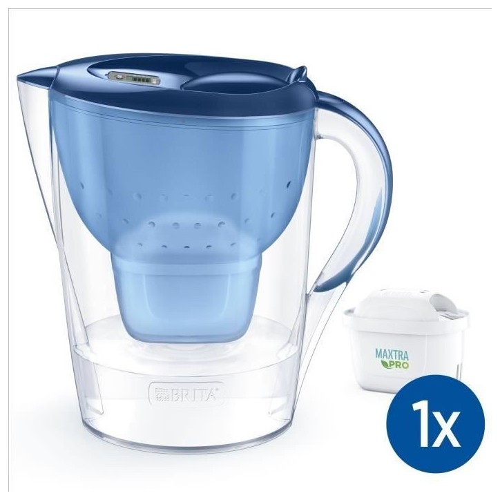 Carafe filtrante BRITA - Marella Bleu XL - Capacité 3,5L dont 2,5L d'eau filtrée - 1 Cartouche Maxtra Pro All-In-1 incluse