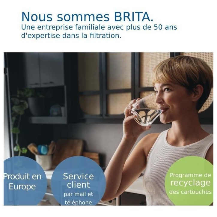 Carafe filtrante BRITA - Marella Bleu XL - Capacité 3,5L dont 2,5L d'eau filtrée - 1 Cartouche Maxtra Pro All-In-1 incluse