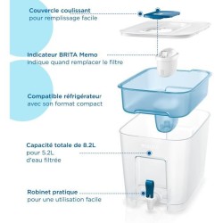 Distributeur d'eau BRITA - Flow - Capacité 8,2L dont 5,2L d'eau filtr