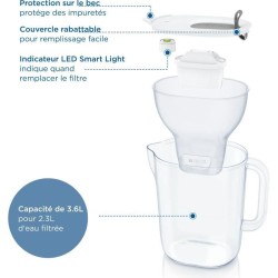 Carafe filtrante BRITA - Style XL Grise - Capacité 3,6L dont 2,3L d'e