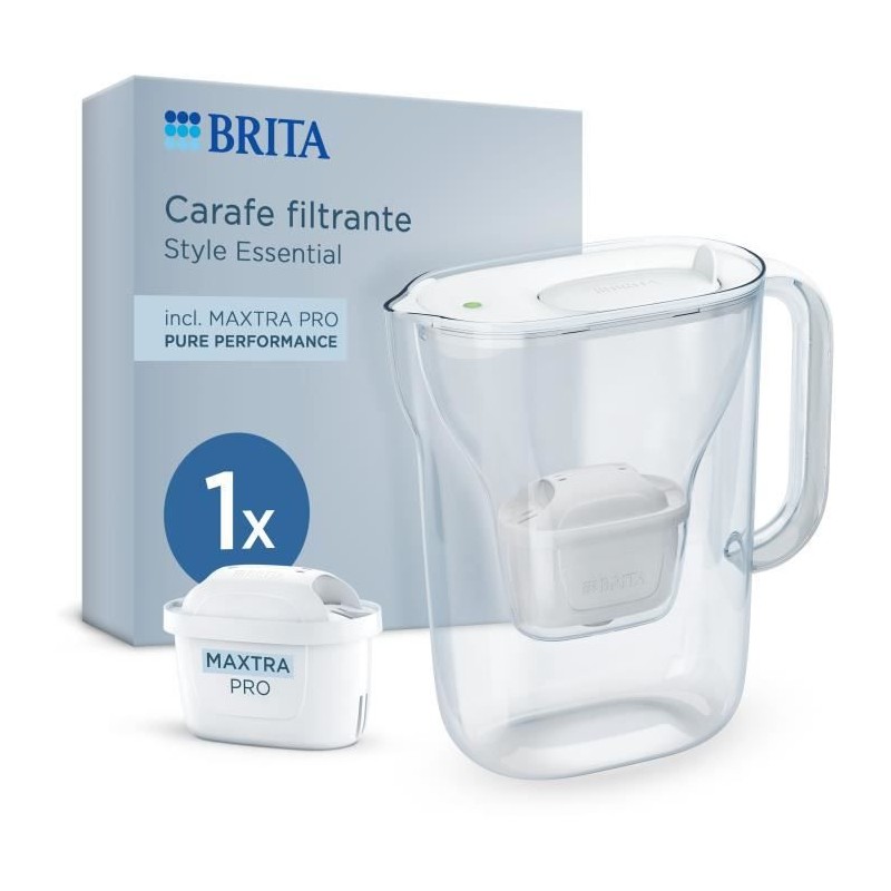 Carafe filtrante BRITA - Style Essential Blanche - Capacité 2,4L dont Carafe filtrante BRITA - Style Essential Blanche - Capacité 2,4L dont
