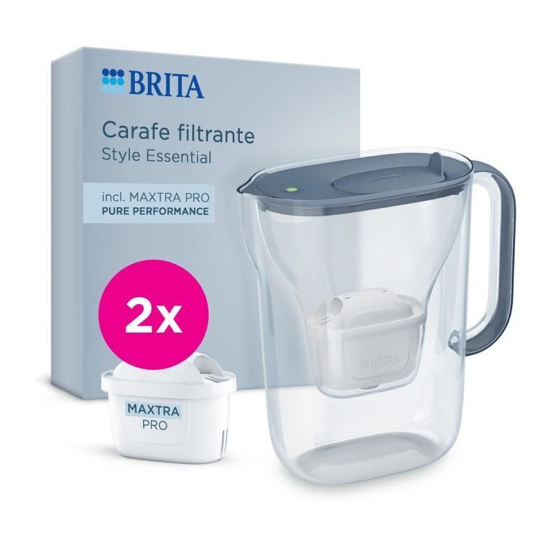 Carafe filtrante BRITA - Style Essential Bleu minéral - Capacité 2,4 Carafe filtrante BRITA - Style Essential Bleu minéral - Capacité 2,4