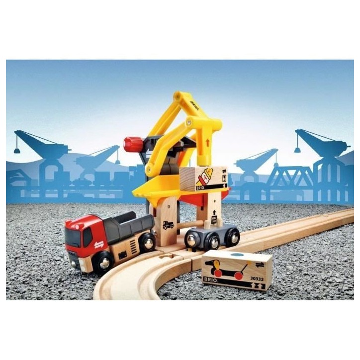Brio World Grue de Chargement de Marchandises - Accessoire pour circuit de train en bois - Ravensburger - Mixte des 3 ans - 3328