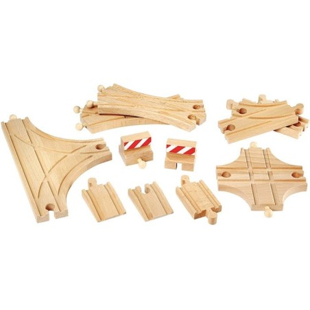 BRIO World - 33307 - Coffret Evolution Avance 11 Rails - Accessoire pour circuit de train en bois - Assortiment de rails - des 3