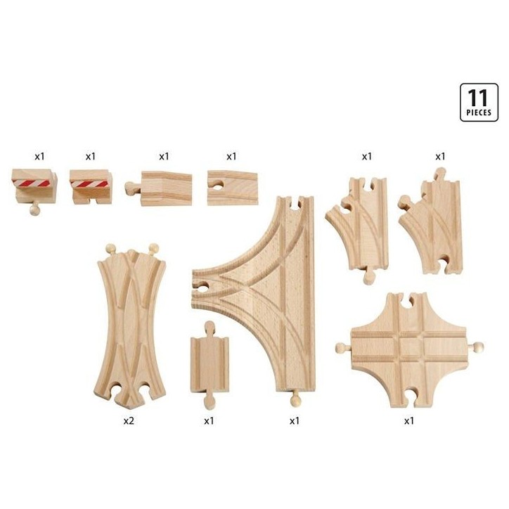 BRIO World - 33307 - Coffret Evolution Avance 11 Rails - Accessoire pour circuit de train en bois - Assortiment de rails - des 3 BRIO World - 33307 - Coffret Evolution Avance 11 Rails - Accessoire pour circuit de train en bois - Assortiment de rails - des 3