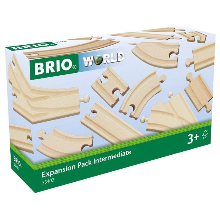 Coffret Evolution Intermédiaire 16 Rails - BRIO - 33402 - Circuit de train en bois pour enfant des 3 ans
