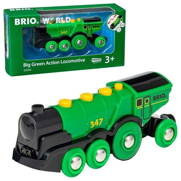 Locomotive Verte Puissante a Piles - BRIO - Circuit de train en bois - Accessoire son & lumiere - Des 3 ans