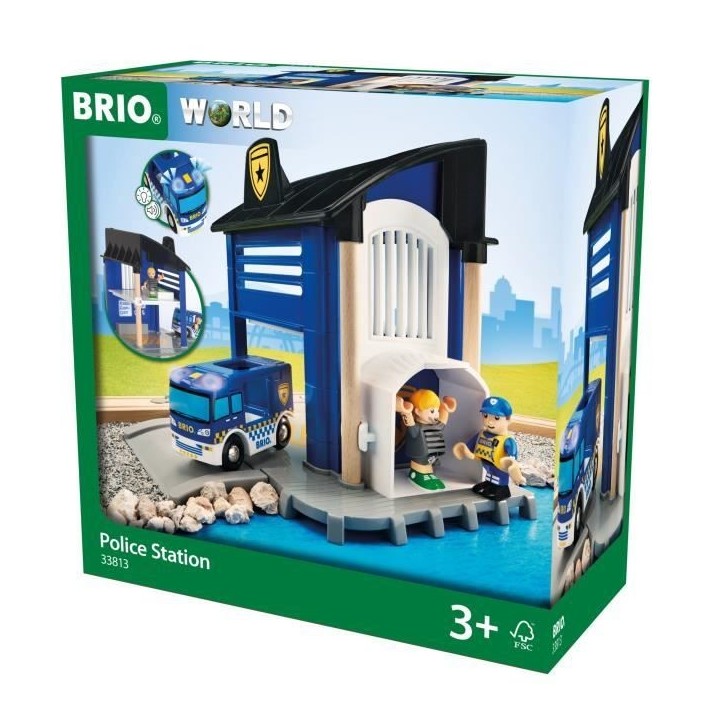 Brio World Commissariat de Police - Accessoire son et lumiere pour circuit de train en bois - Ravensburger - Des 3 ans - 33813
