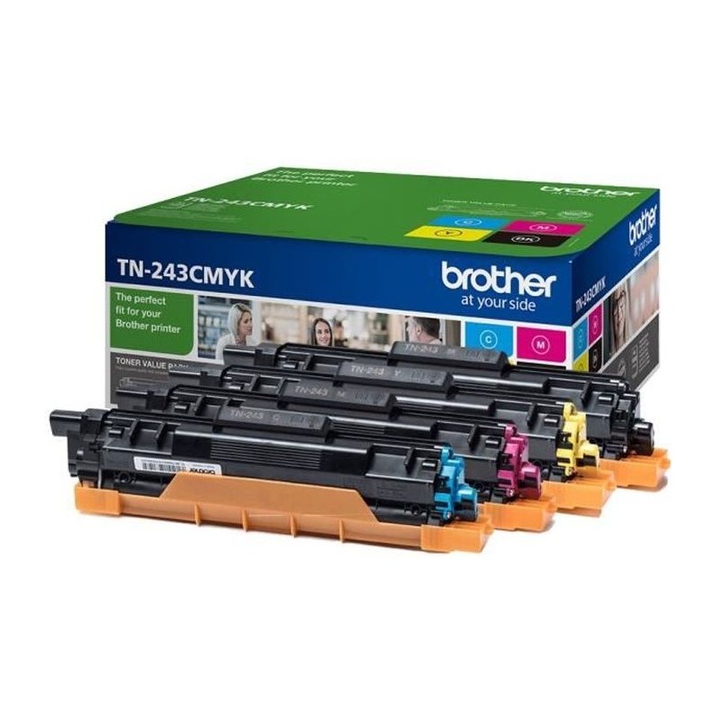 Pack 4 toners Brother TN-243CMYK - Impression jusqu'a 1 000 pages Pack 4 toners Brother TN-243CMYK - Impression jusqu'a 1 000 pages