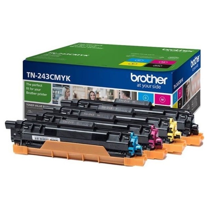 Pack 4 toners Brother TN-243CMYK - Impression jusqu'a 1 000 pages Pack 4 toners Brother TN-243CMYK - Impression jusqu'a 1 000 pages