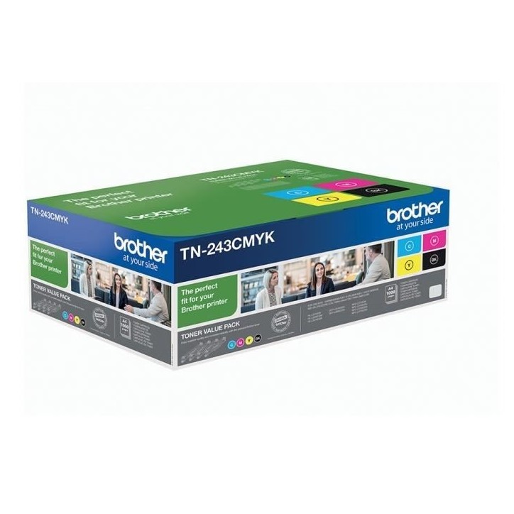 Pack 4 toners Brother TN-243CMYK - Impression jusqu'a 1 000 pages Pack 4 toners Brother TN-243CMYK - Impression jusqu'a 1 000 pages