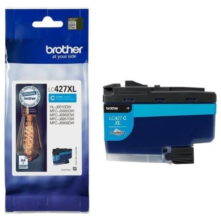 Cartouche d'encre LC427XLC - BROTHER - Cyan - 5000 pages - Pour Brother MFC-J6955DW, MFC-J6957DW, MFC-J5955DW et HL-J6010DW
