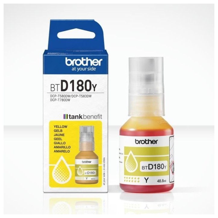 Bouteille d'encre - Brother - BTD180Y - Jaune - 5000 pages - Unité - Standard Bouteille d'encre - Brother - BTD180Y - Jaune - 5000 pages - Unité - Standard