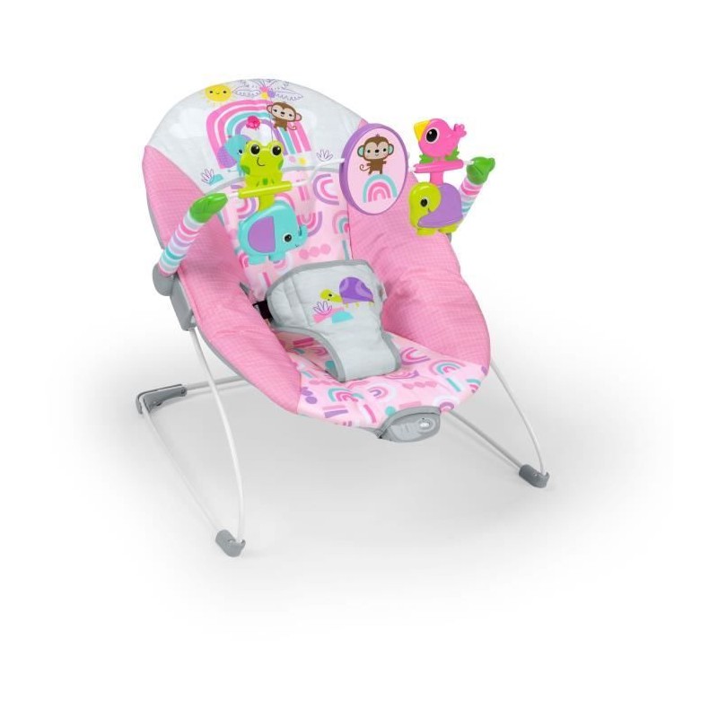 BRIGHT STARTS Transat bébé Animaux -rose, Vibrations apaisantes, Arc BRIGHT STARTS Transat bébé Animaux -rose, Vibrations apaisantes, Arc