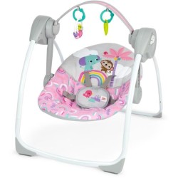 BRIGHT STARTS Balancelle bébé électrique compacte – Animaux, rose